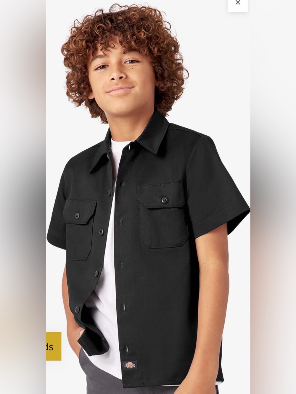 Dickies Navy Short-Sleeve Button-Down Work Shirt for Kids
